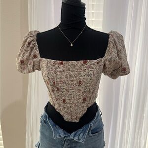 Windsor Cream and Red Floral Blouse